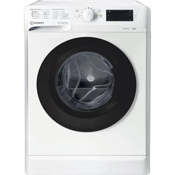 Пральна машина Indesit OMTWSE 61051WK UA, фронтальна, узкая, 42,5 см, 6 кг, 1000, A/A/C, колекторний, дисплей LED+, люк чорний, білий