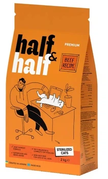 Сухий корм для котів Half & Half Sterilized 2 кг - яловичина