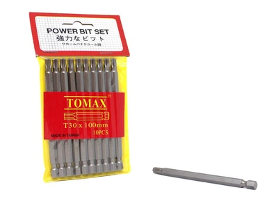 Бита T30 х 100 мм магнитная TOMAX 10 шт