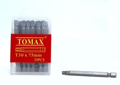 Бита T30 х 75 мм магнитная TOMAX 20 шт