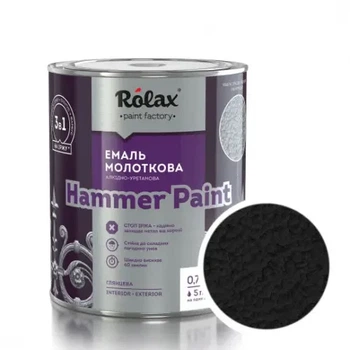 Эмаль молотковая 3 в 1 Rolax HAMMER PAINT черная 2,0 л