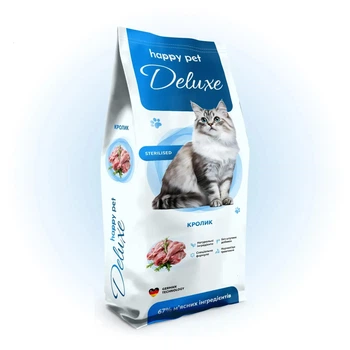 Сухой корм Happy Pet Deluxe для взрослых стерилизованных котов с кроликом 10 кг