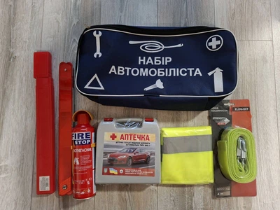 Набор автомобилиста uwest Укрстандарт. Сумка + вогнегасник + аптечка + трос + знак + + жилет