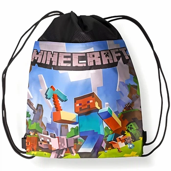 Дитяча сумка Minecraft для спортивної форми та взуття чорна 35 х 40 см (25-33)
