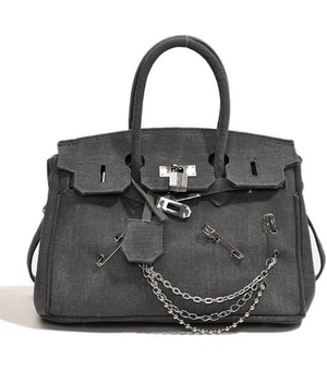 Жіноча сумка в стилі Hermes з деніму, grey
