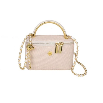 Женская сумка-кейс в стиле Chanel, white/pink
