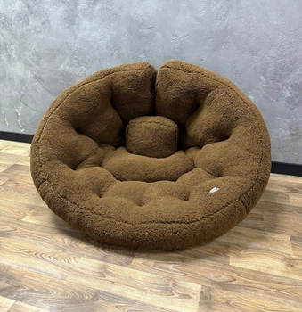 Бескаркасное кресло-кокон трансформер меховое Teddy 160х80 см коричневое