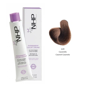 Крем-фарба для волосся з маслами аргани та какао NHP Permanent color cream 6,89- карамель 100 мл (8030778680397)