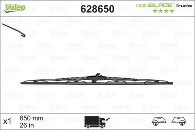 Щітка склоочисника каркасна (двірник) VALEO Truck, 628650, 650 мм.