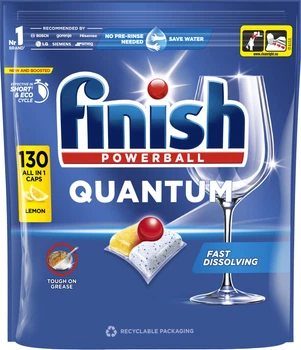 Засіб для миття посуду в посудомийних машинах FINISH Quantum All in 1 Лимон 130 шт (5908252018475)