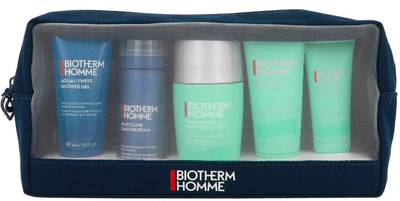 Набір для догляду Biotherm Homme Aquapower Гель для вмивання обличчя 40 мл + Гель для душу Aquafitness 40 мл + Пінка для гоління 50 мл + Роликовий дезодорант 75 мл + Гель Advanced 20 мл + Косметичка (3660732662197)