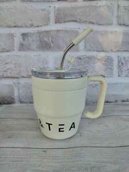Термочашка Yiwu Coffee & Tea с трубочкой и двойным открыванием 480 мл белый HP-14-23BE