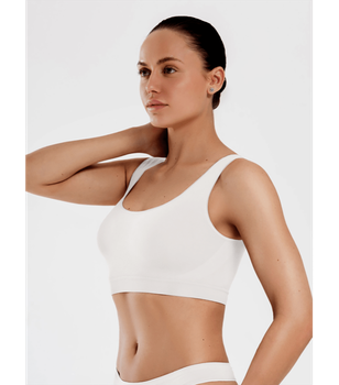 Безшовний топ з широкими бретелями - Giulia - TANK TOP SHINE EDGE - L/XL - White