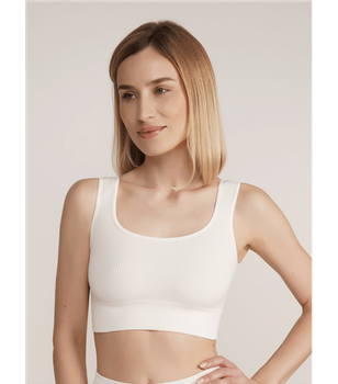 Привабливий і комфортний еластичний топ в рубчик TOP RIB - Giulia - TOP RIB - S/M - Vanilla