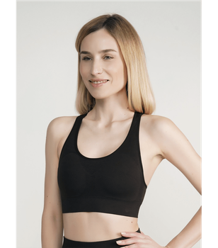 Спортивный бесшовный топ с широкими бретелями - Giulia - TOP ENERGY 02 - L/XL - Black