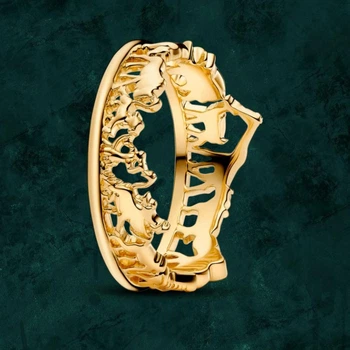 Серебряное кольцо «Король Лев» Пандора Pandora 163362C00 с покрытием 14к золотом 15.5