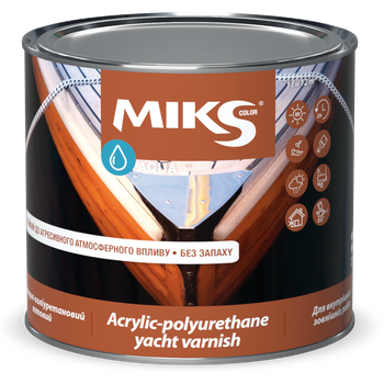 Лак акрил-полиуретановый для паркета яхтенный Miks Color глянцевый 0.75л