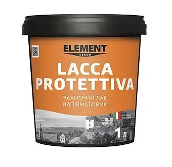 Лак защитный акриловый полуматовый ELEMENT DECOR LACCA PROTETTIVA 1л