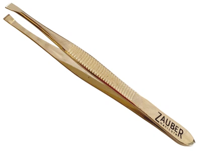 Пінцет для брів прямий золотий заточений Zauber-manicure T-361