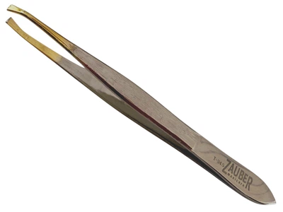 Пинцет для бровей прямой золотой заточений Zauber-manicure T-345