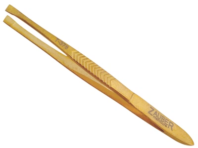 Пинцет для бровей прямой золотой заточений Zauber-manicure T-378