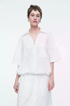 Блуза COS open-collar drawstring blouse 1232154001 34 Біла