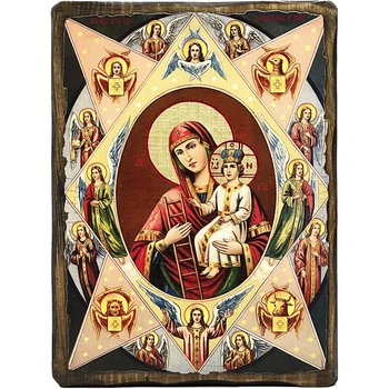 Икона "Богородица Неопалимая Купина" под старину 17х23 см