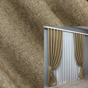 Комплект готовых штор VR-Textil Лен Мешковина № 1768ш Миндальный 100х275см 2 шт (31-849)