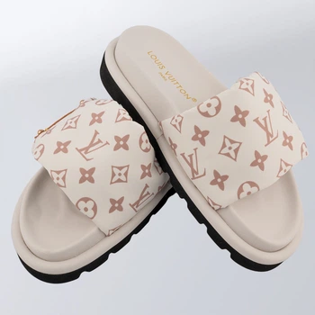 Шльопанці жіночі Louis Vuitton з лого на болоньї 39 білий