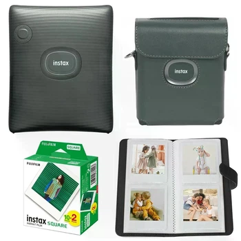 Подарунковий набір фотопринтер Fujifilm Instax SQ Link White, Фотопапір 20 шт, Чохол, Фотоальбом на 80 фото Зелений (Подарункове пакування)