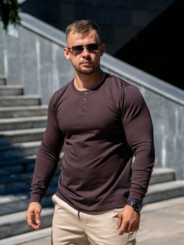 Чоловічий лонгслів трикотажний на ґудзиках Teamv Long Casual Коричневий S