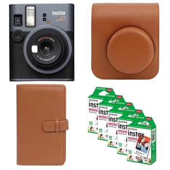 Комплект Камера для миттєвого друку Fujifilm Instax Mini 41 + Фотопапір на 50 фото (5 картриджі х 10 знімків) + Коричневий фотоальбом на 108 фото + Коричневий чохол