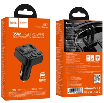 Модулятор Hoco E87 Delta 35W(1A1C) car BT FM transmitter Black