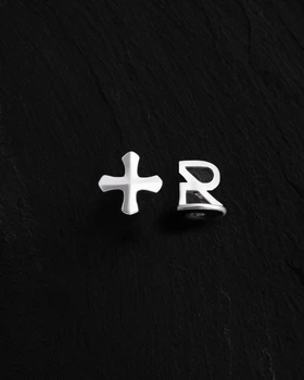 Моносерьга TEMPLAR CROSS (белое золото) Reytel 1196429