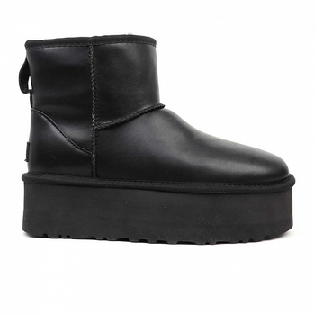 Жіночі уггі Міні Платформа Чорні Шкіра Ugg Mini Platform Black Leather (37, черный)