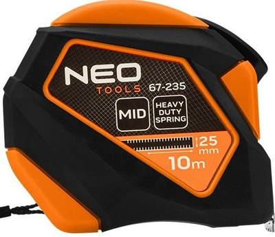 Рулетка NEO Tools сталева 10 м x 25 мм з автоматичним блокуванням, кнопкою зупинки та магнітом 67-235 (5907558472226)
