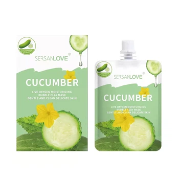 Маска для обличчя бульбашкова з огірком SERSAN LOVE Cucumber Live Oxygen Bubble Clay Mask