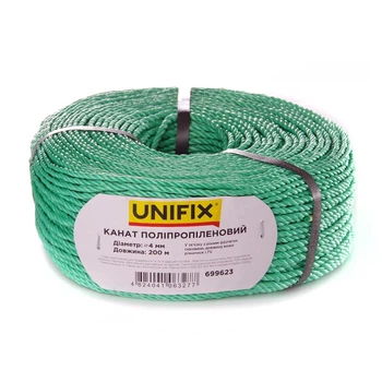 Канат полипропиленовый 4мм 200м UNIFIX (699623)