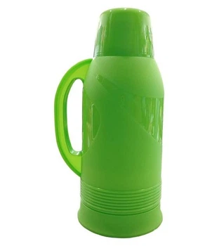 Термос Stenson 1,0 л зі скляною колбою, клапан-корок, кришка-чашка Green