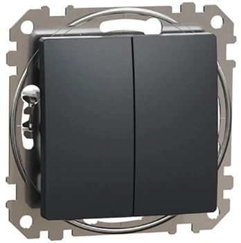 Вимикач 2-клавішний кнопковий Schneider Electric Sedna Design Чорний SDD114118