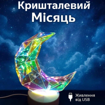 Светильник ночник LED "Хрустальная Луна" с USB, декоративная лампа для декора детской, спальни