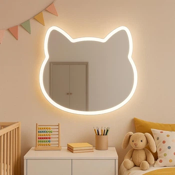 Зеркало (90х90) с LED-подсветкой «Котик» для детской комнаты
