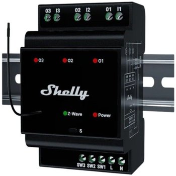 Інтелектуальний перемикач Shelly Relais "Wave" Hutschiene Pro 3 Relais max. 48 A 3 Phasen 3x 16A Z-Wave(3800235269336)