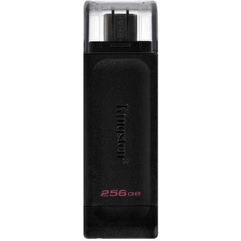 Флеш пам'ять Kingston DataTraveler DT 70 256Gb Type-C портативний та легкий флешнакопичувач для ноутбуків, ПК, планшетів, телефонів Чорний