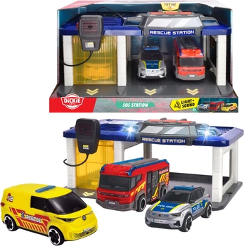 Zestaw zabawkowy Dickie Toys Stacja ratunkowa 3 pojazdy 31x22x16 cm (3716027) (4006333090783)