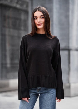 Светр Жіночий Стаф Оливково-чорний Оверсайз Staff Oli Black Oversize M-L (358123)