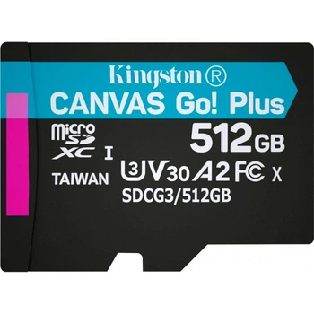 Карта памяти KINGSTON microSDXC Canvas Go Plus 512Gb Class 10 UHS-I/U3 (SDCG3/512GBSP) без SD адаптера [70328]