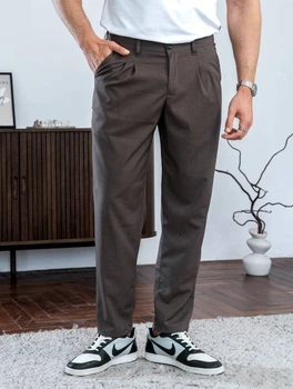 Штаны мужские классические брюки слоучи зауженые к низу Slouch Teamv Коричневые M