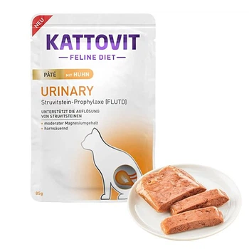 Паштет Kattovit Veterinary Urinary с курицей 85г лечебный корм для котов с заболеваниями мочевыводящих путей