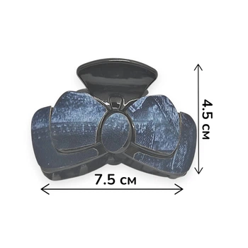 Крабик для волос 7.5 х 4.5 см пластиковый Бантик Jeans #04 синий оттенок Fashion Jewelry